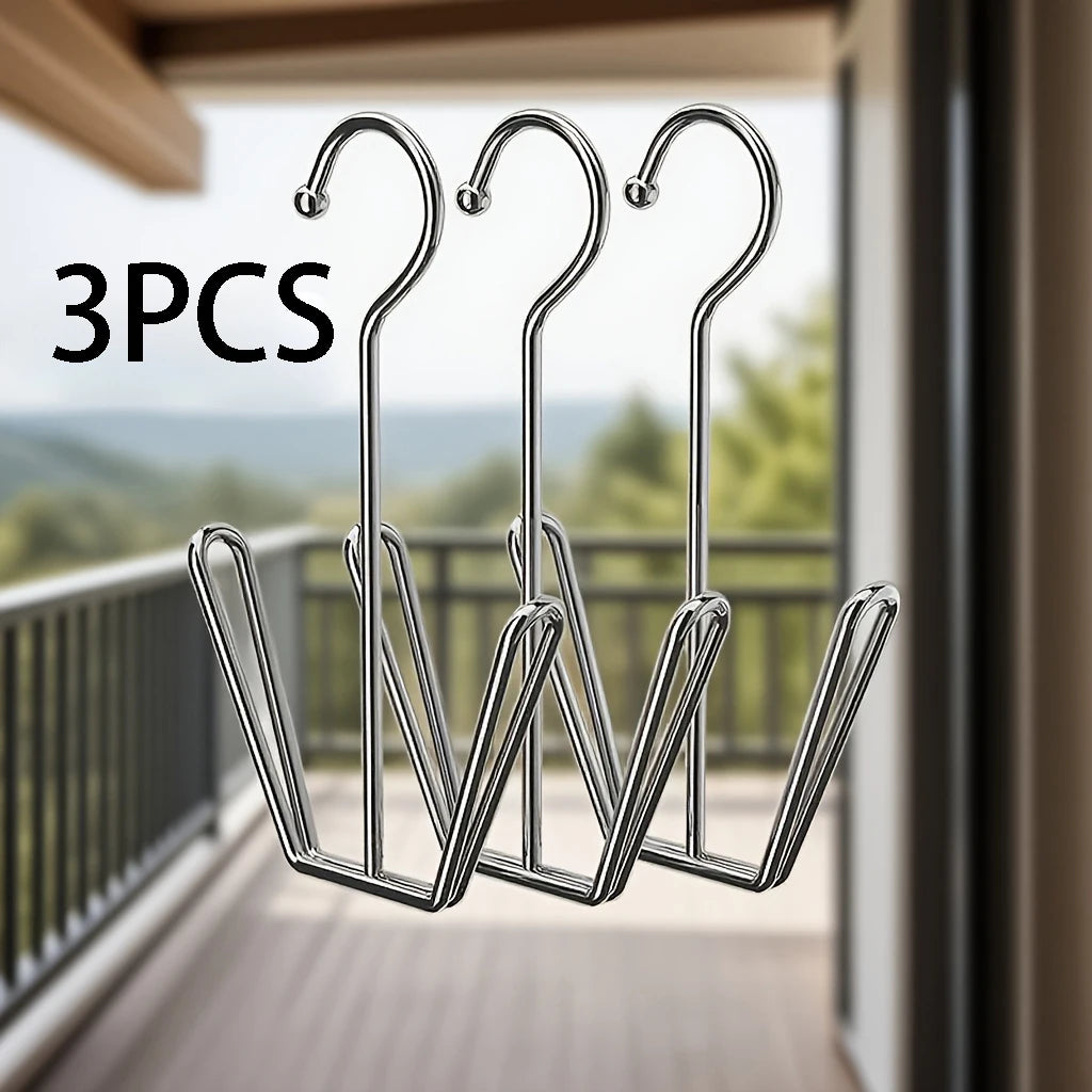 3/5PCS Stainless Steel Shoe Drying Rack Clothes Hanger Hook Organizer Household Space-saving Wardrobe Storage Shoe Drying Holder