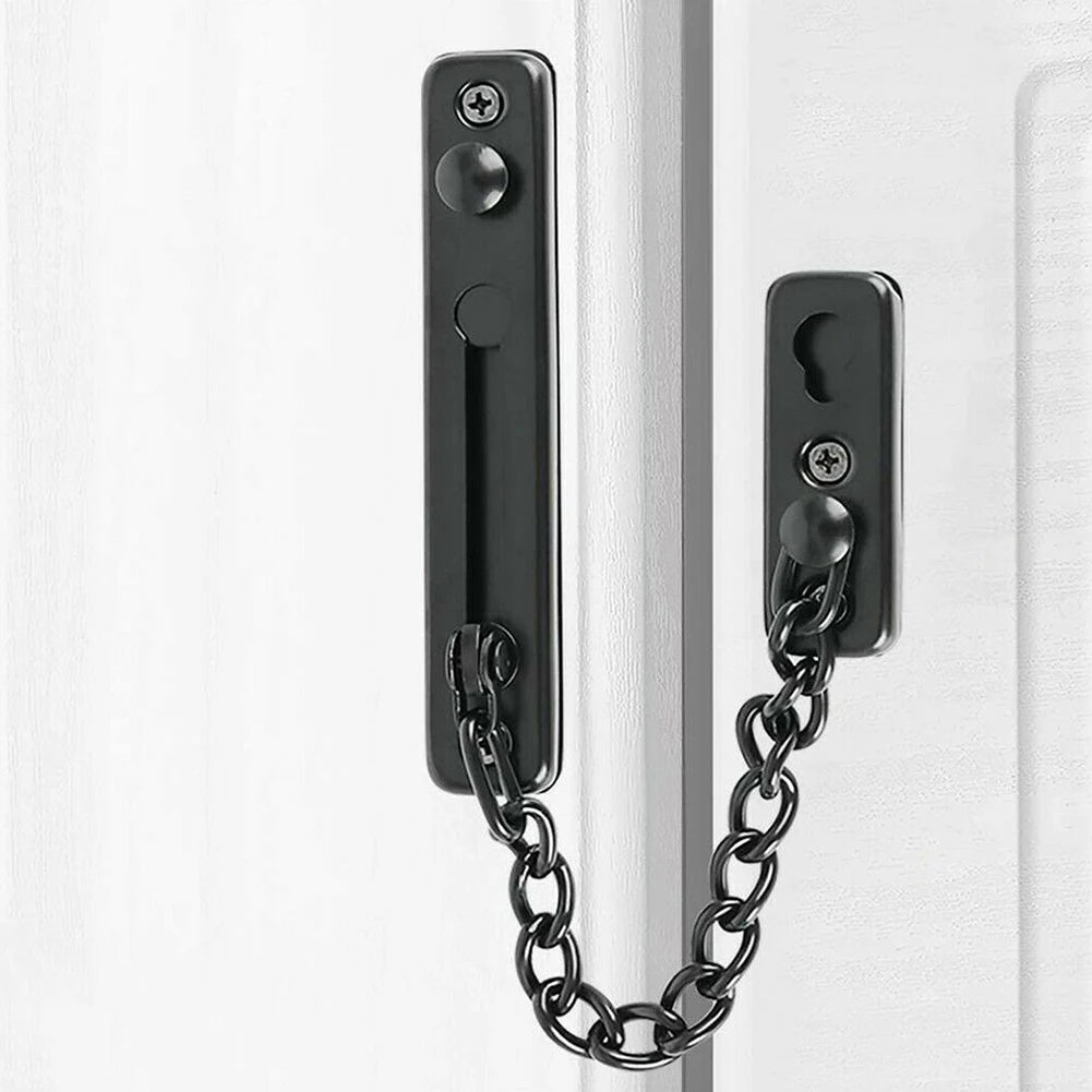 Door Chain Lock Stainless Steel Security Chain Guard With Springs Anti-Theft Press Heavy Duty Polished Latch With Screw
