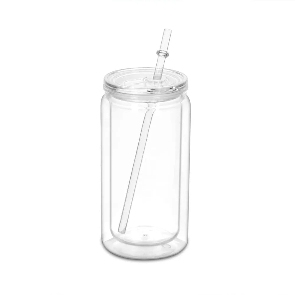 Creative 16oz Capacity Mason Jar Cups Reusable Double Layers Water Bottles Break-Resistant Snow Globe Tumbler Holiday Gifts