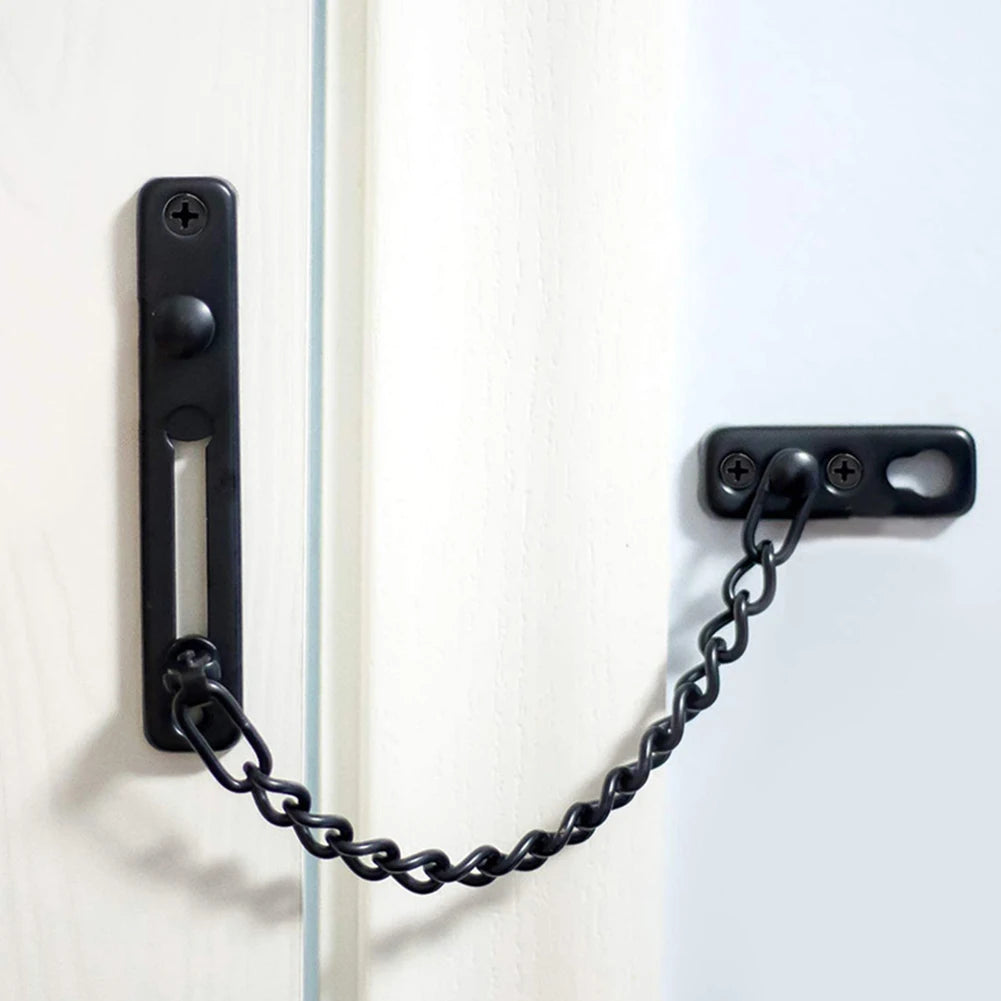 Door Chain Lock Stainless Steel Security Chain Guard With Springs Anti-Theft Press Heavy Duty Polished Latch With Screw