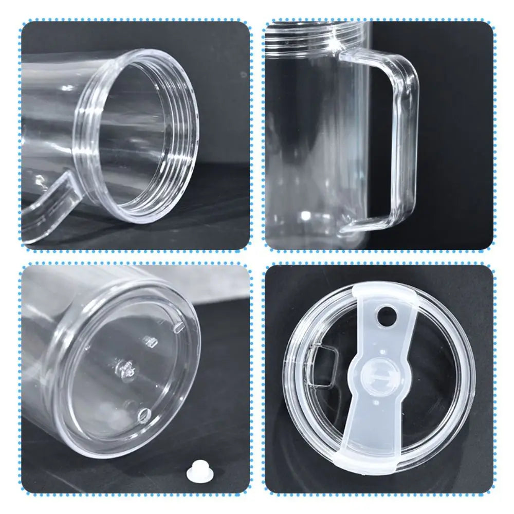 40 oz Capacity Snowglobe Tumbler with Handle DIY Glitter Snow Globe Transparent Pre-Drilled Holes Mason Jar Cups Drinkware