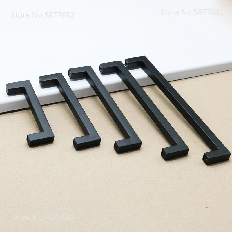 Door Handle Black Cabinet Handle Square Furniture Hardware Stainless Steel Kitchen Door Knobs Cupboard Wardrobe Drawer Pulls