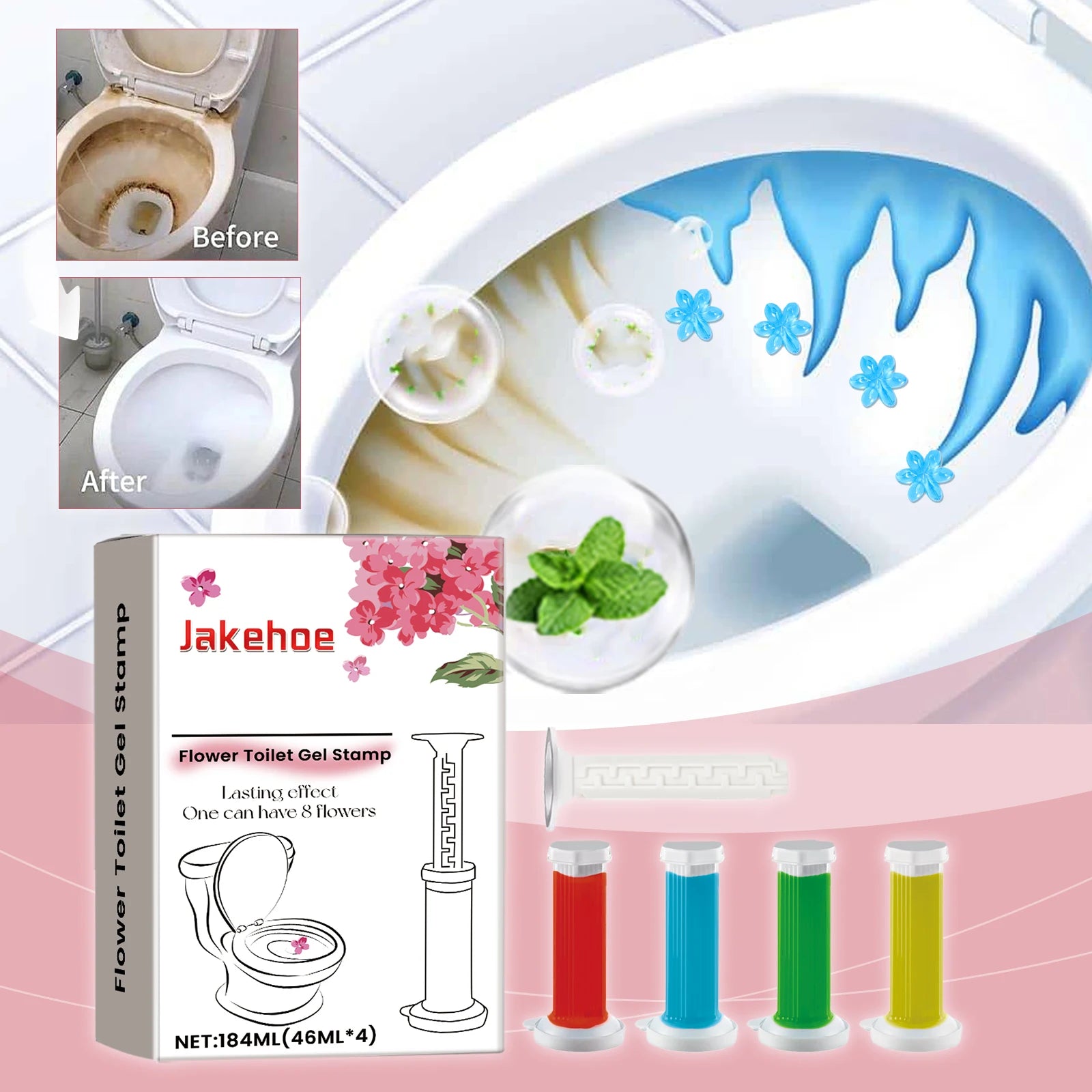 4/8/12/20PCS Toilet Bowl Cleaning Gel, Bathroom Deodorizer & Freshener, Odor/Stain Removal, Long Lasting Fragrance, Easy to Use