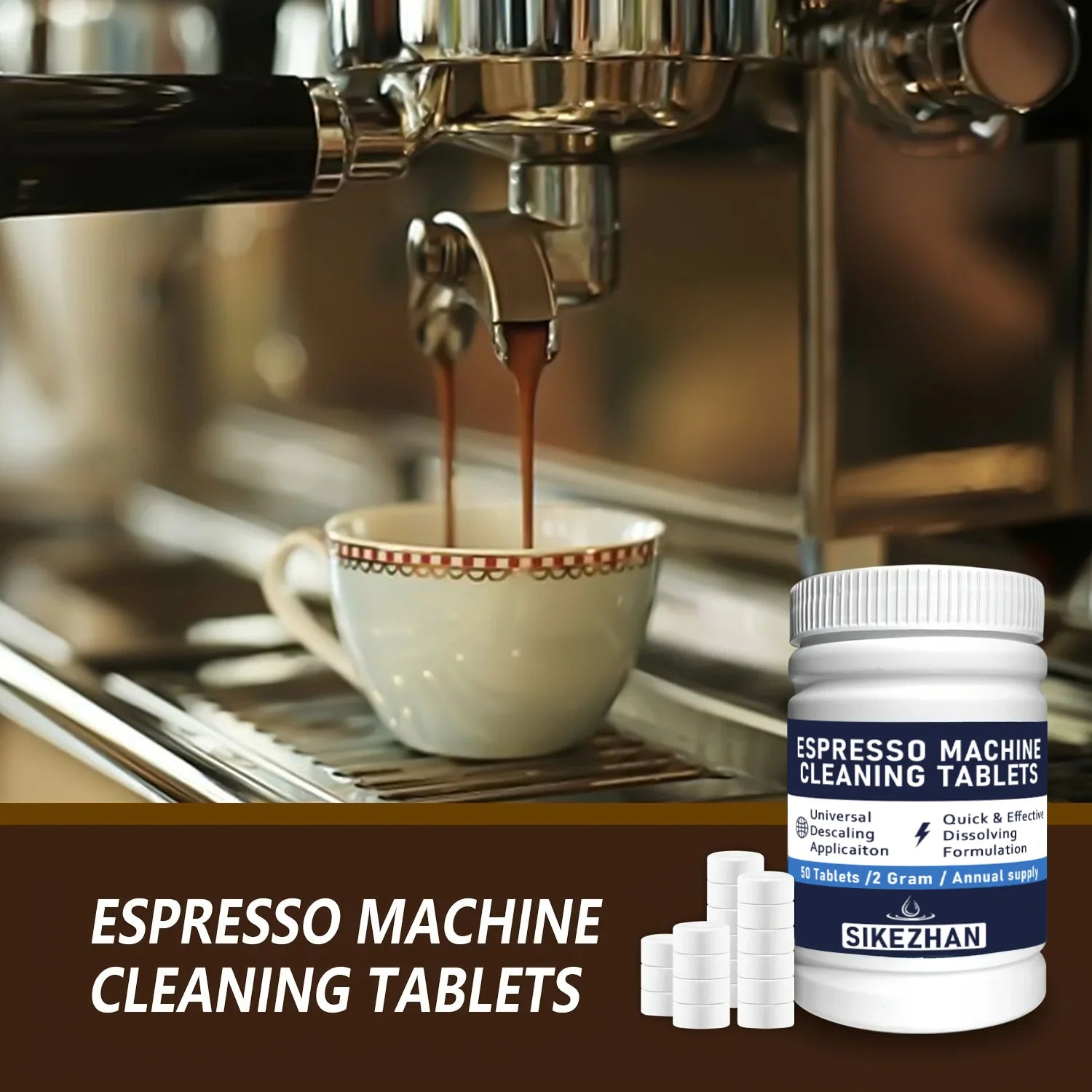 50 Coffee Machine Cleaning Tablets,Removes Grease,Residues from Pipes,Suitable for Fully Automatic,Semi-Automatic Coffee Machine
