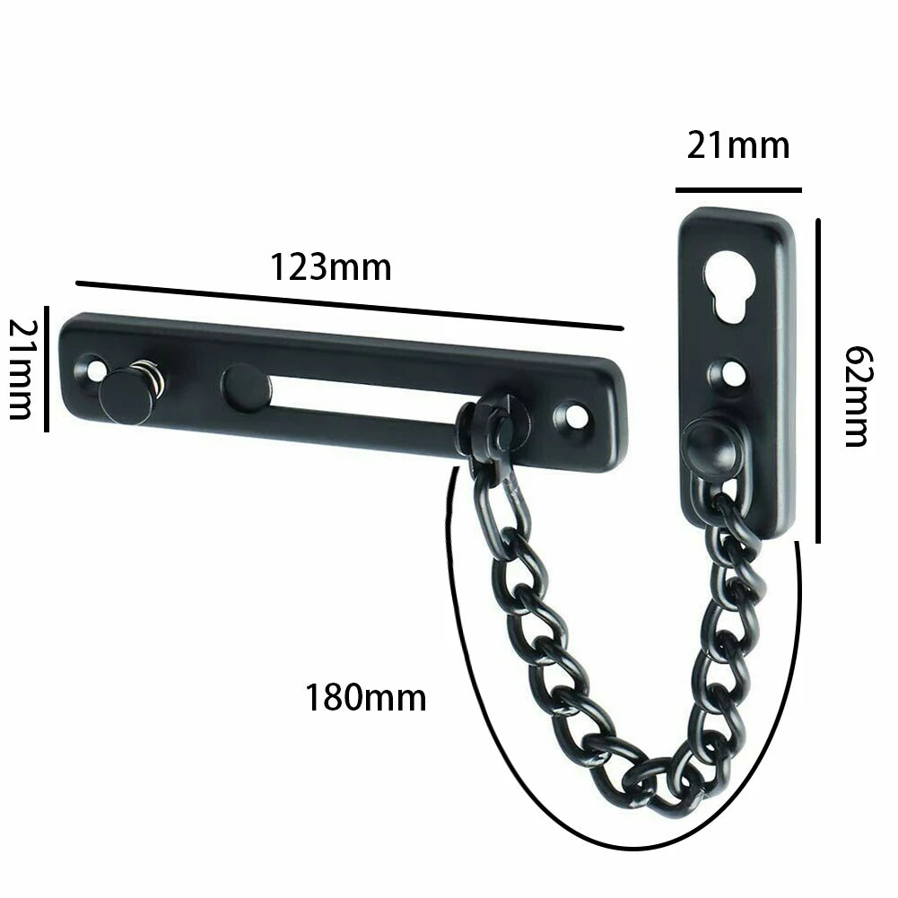 Door Chain Lock Stainless Steel Security Chain Guard With Springs Anti-Theft Press Heavy Duty Polished Latch With Screw