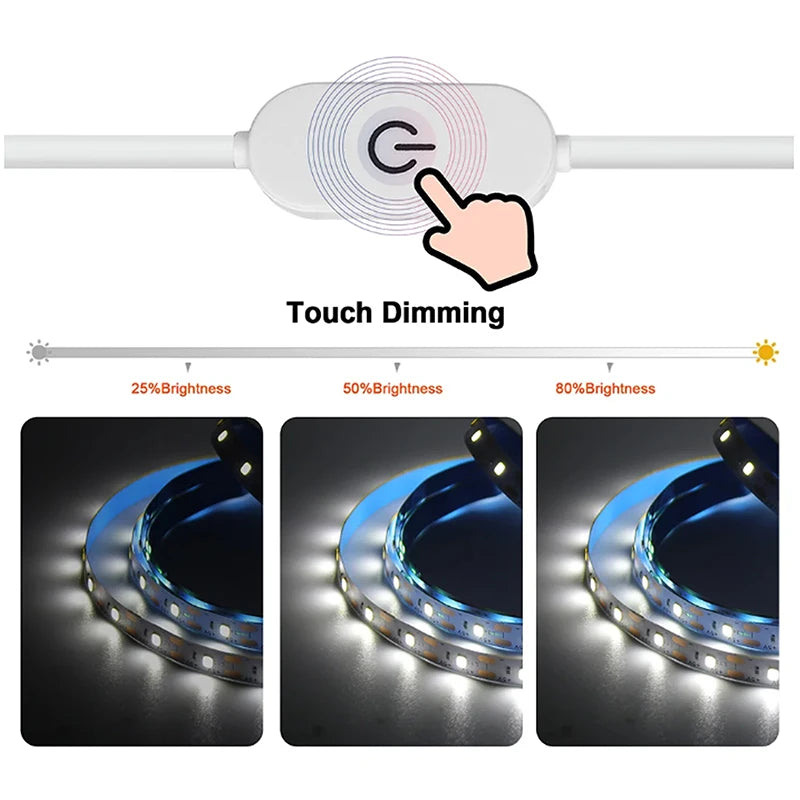 5V USB 2835 LED Strip Light 60LEDs/M With Touch Dimmer Switch White Warm White Natural White Flexible Light Strip for Decoration