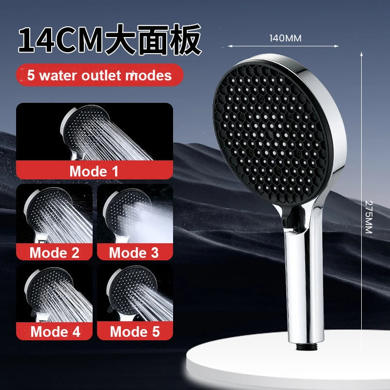 5 Modes Big Panel Pressure Boost Shower Head With Filter Adjustable Spray Nozzle Massage Shower Faucet Bathroom Accessorie
