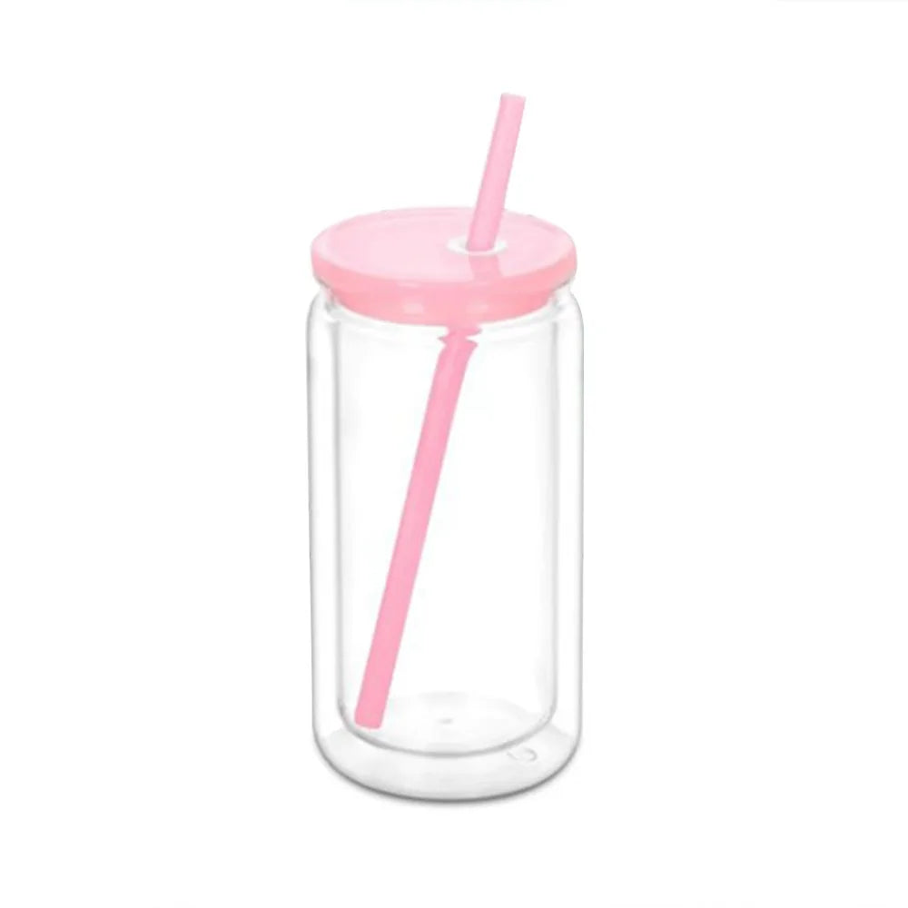 Creative 16oz Capacity Mason Jar Cups Reusable Double Layers Water Bottles Break-Resistant Snow Globe Tumbler Holiday Gifts