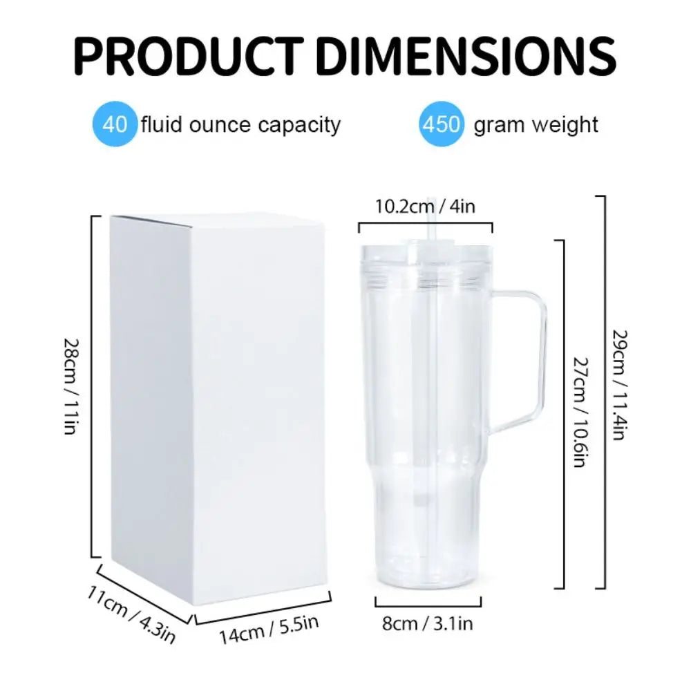 40 oz Capacity Snowglobe Tumbler with Handle DIY Glitter Snow Globe Transparent Pre-Drilled Holes Mason Jar Cups Drinkware