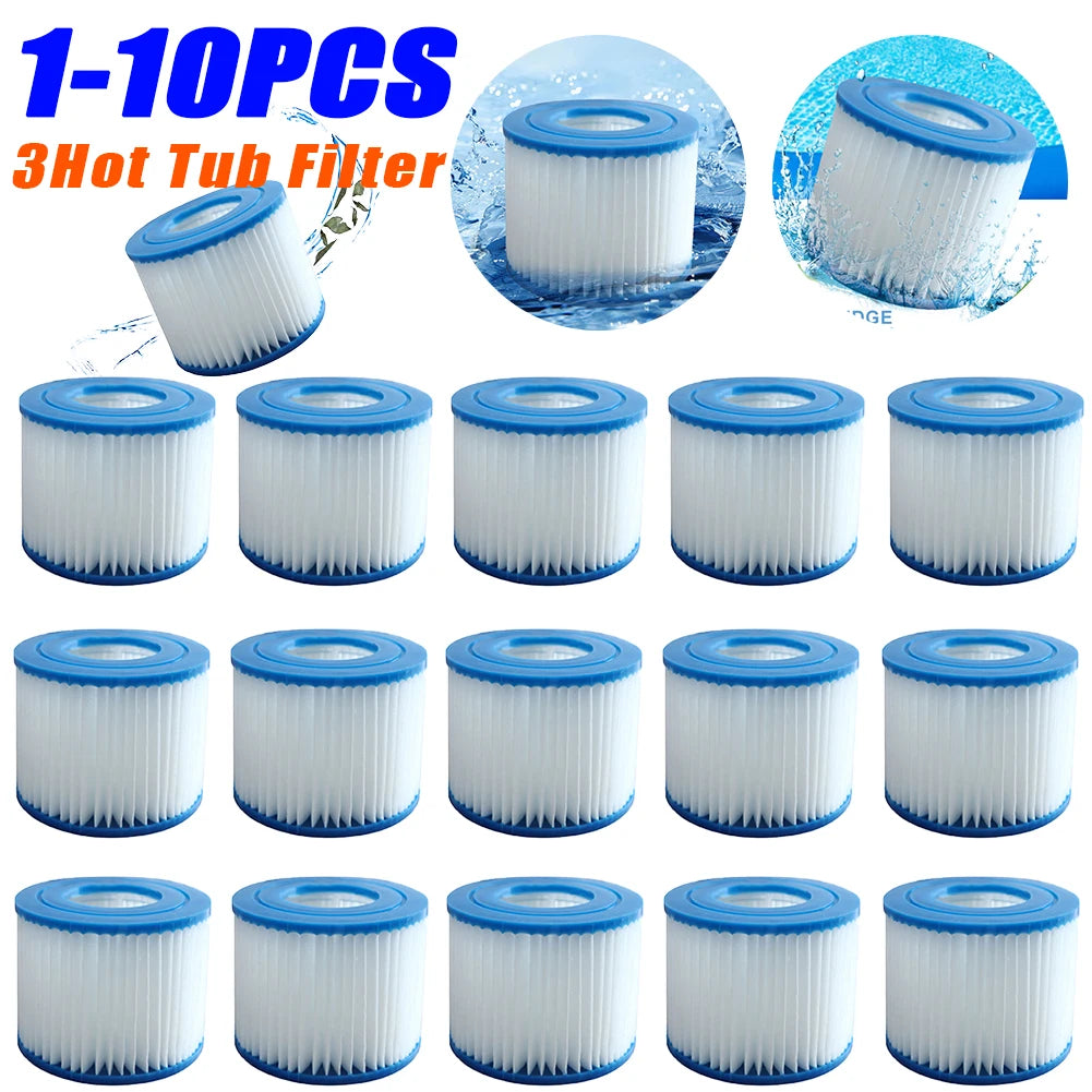 1-10pcs Type VI Hot Tub Filter Soft Rubber Ends Spa MSPA Filter Cartridge Reusable SPA Pump Replacement Kit for Swimming Pool