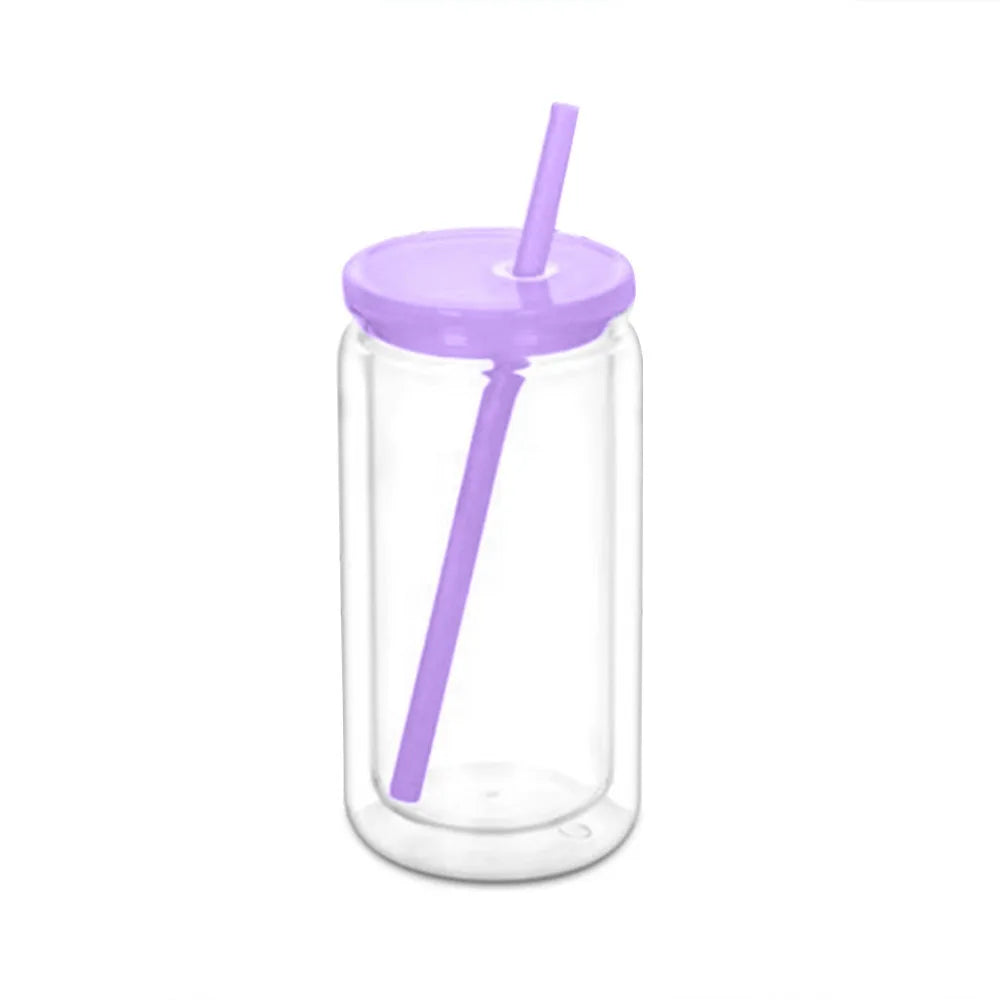 Creative 16oz Capacity Mason Jar Cups Reusable Double Layers Water Bottles Break-Resistant Snow Globe Tumbler Holiday Gifts