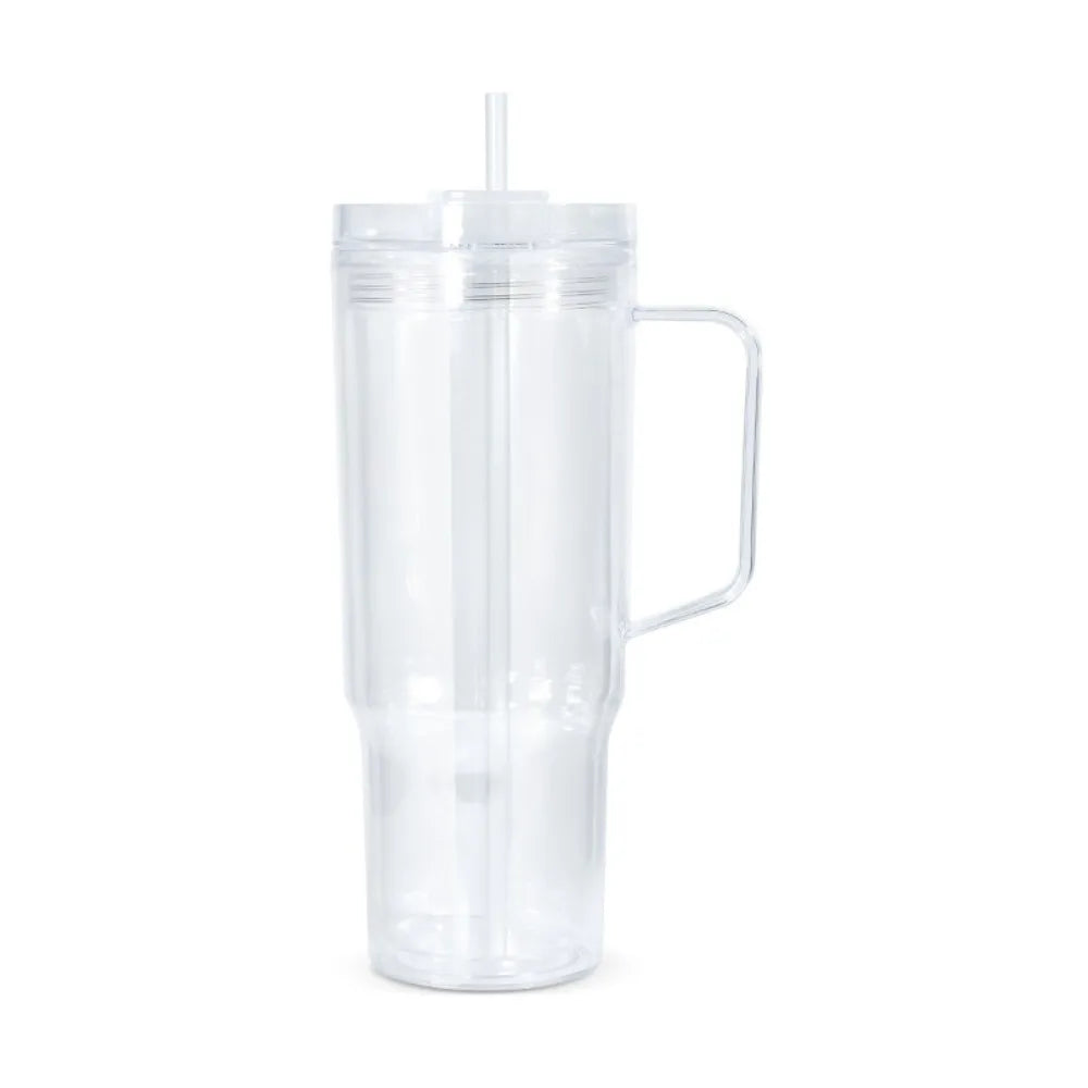 40 oz Capacity Snowglobe Tumbler with Handle DIY Glitter Snow Globe Transparent Pre-Drilled Holes Mason Jar Cups Drinkware